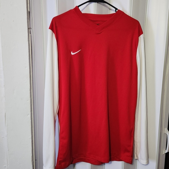 Nike Red and White Long Sleeve Shirt - Picture 1 of 5